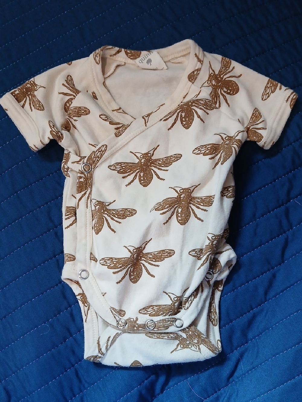 kate quinn Cream Bodysuit with Brown Bee Motif